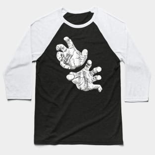 Halloween Scary Hands White Creepy Digits Grabbing Zip Baseball T-Shirt